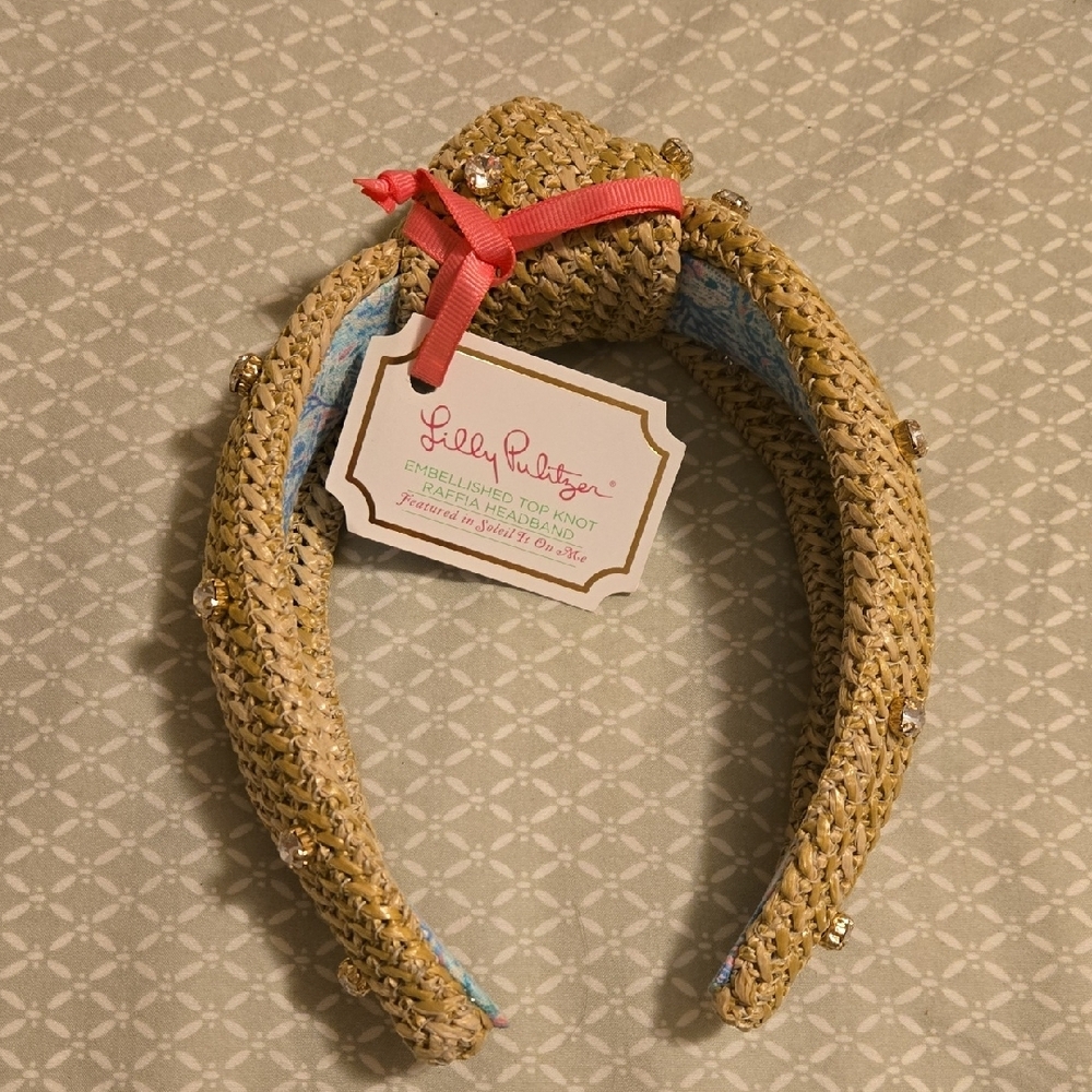 Lilly Pulitzer New Embelished Top Knpt Rafia Headband